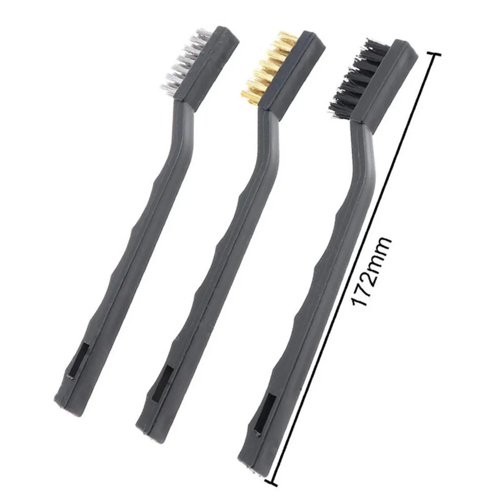 Wire Brush Set Brass Nylon Steel Brush Clean Rust Paint Remover Tool 3 Pieces Shoes Brush Household Accessories Easy To Holder