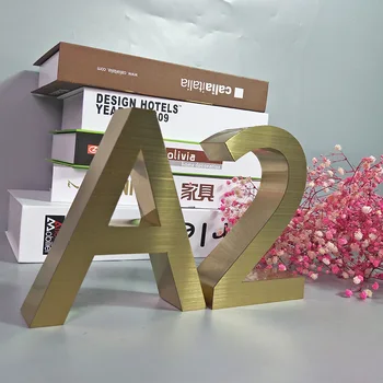 

House Numbers 0-9 ABC Metal 3D modern Outdoor Waterproof Home Hotel Door Plates Stainless Steel Lettre Sign Address custom plate