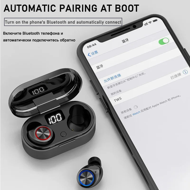 Светодиодный TW80 беспроводные наушники bluetooth 5,0 дисплей для наушников бас HiFi стерео мини TWS наушники с микрофоном гарнитура для всех телефонов