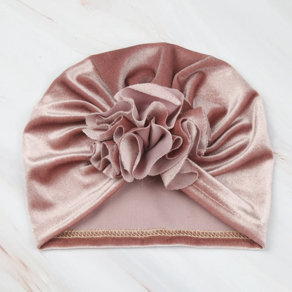 dirty pink Новые бархатные детские, детский головной убор, кепка бейсболка Подставки для фотографий Кепки девочек осень-зима эластичная детская складки шапочка-тюрбан шапка аксессуары для малышей - Цвет: dirty pink