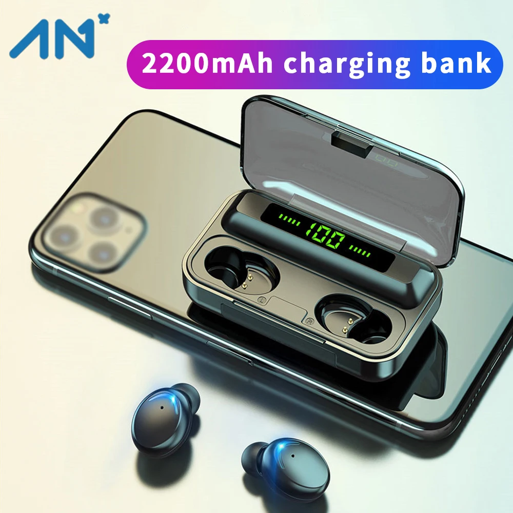 

TWS Bluetooth 5.0 Earphones 2200mAh Charging Box Wireless Headphone 9D Stereo Sports Waterproof Earbuds Headsets With Microphone