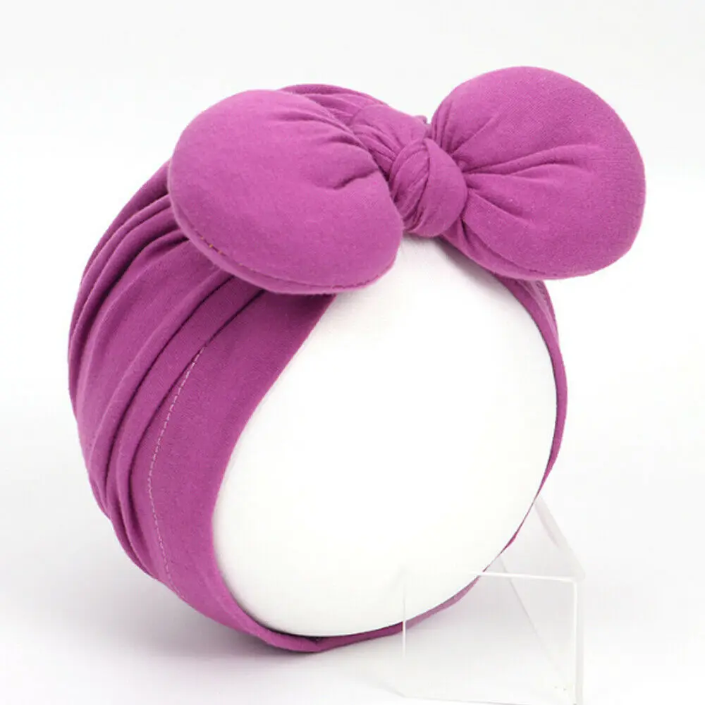 Purple Red 16 Colors Newborn Headband Hat Cotton baby Infant Turban Knot Headband Head Wrap For Girls - Цвет: Purple Red