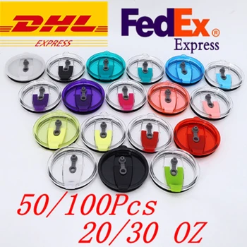 

50Pcs 20/30oz DHL Colorful Plastic Cup Cover for Splash Spill Proof Lid Car Coffee Sealing Transparent Straw Cup Lid Accessories