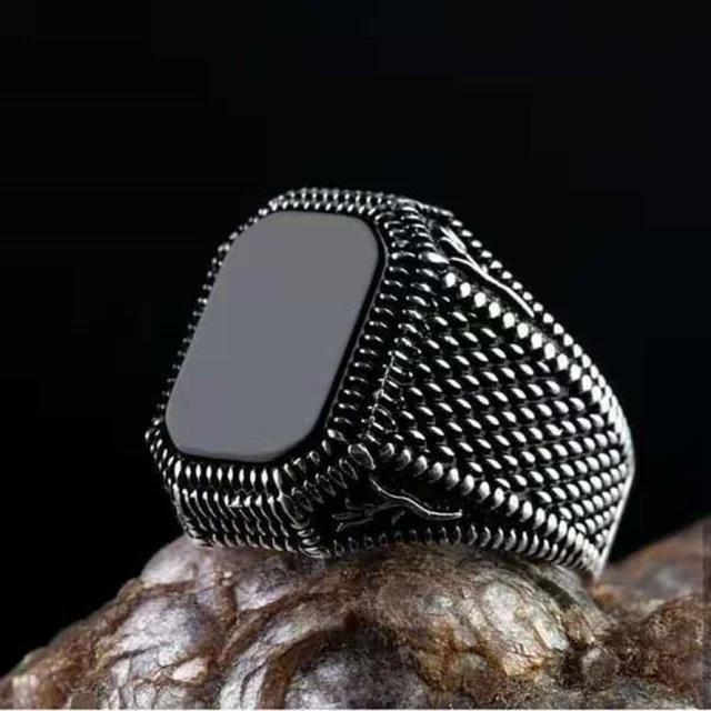 Vintage Punk Big Black Zircon Stone Rings for Men Women Gothic Octopus Scorpion Animals Punk Party Bike Jewelry Turkey Jewelry Style 6
