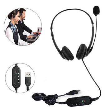 

Wired Headset With Microphone USB Noise Cancelling Stereo Headphone Earbuds For PC Computer