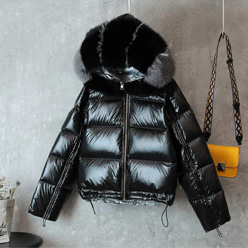 New  Women's down jacket Winter Jacket Women White Duck Down Jacket Big Aritificial Fur Outwear Waterpro
