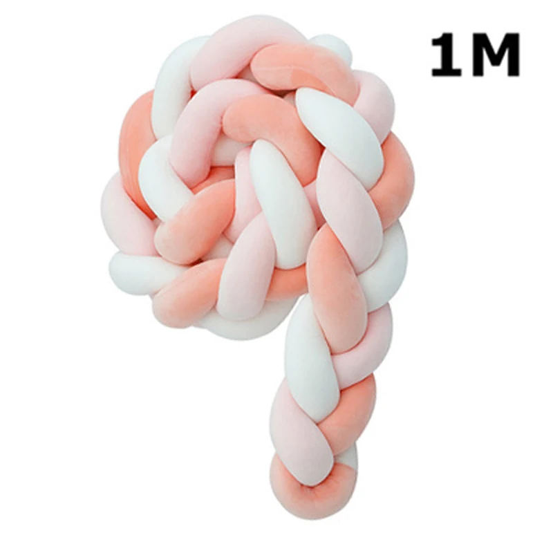 1M Multicolor 7 2 м Длина Детская кровать бампер 4 косы детская кровать Декор чистый плетение плюшевый узел кроватка бампер протектор Детская комната Декор - Цвет: 1M Multicolor 7