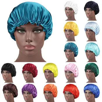 

Colorful Women Silk Bonnet Fashion Satin Bonnet Cap Beanie Hat Wrap Womens Night Bonnet Sleep Silk Head Hats L2B5