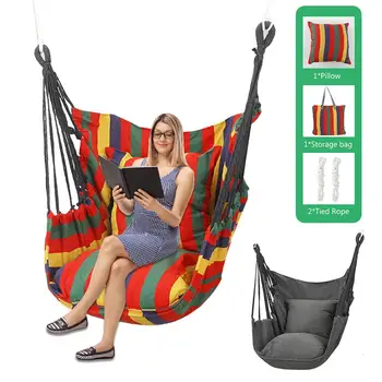 

Garden supplies Hammock Chair Hanging Rope Swing Superior Comfort & Durability Quality Cotton Canvas Hammock for Bedroom