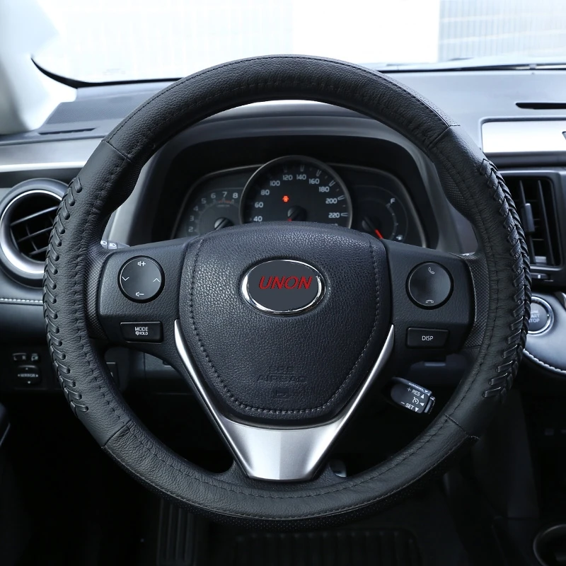 Ручная швейная крышка рулевого колеса 38 см для Toyota Yaris Tundra Tacoma RAV4 COROLLA, Aygo Avalon Auris аксессуары - Название цвета: Black 1pc