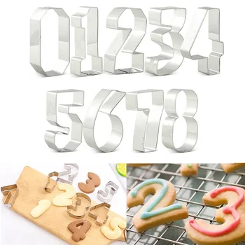 

9Pcs/set Large Size 0-8 Number Shape Cookie Cutters Stainless Steel Biscuit Molds Fondant Cutter Cake Decorating Tools