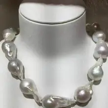 Классическое ожерелье из белого жемчуга в стиле барокко, 25-30 мм, 18 дюймов