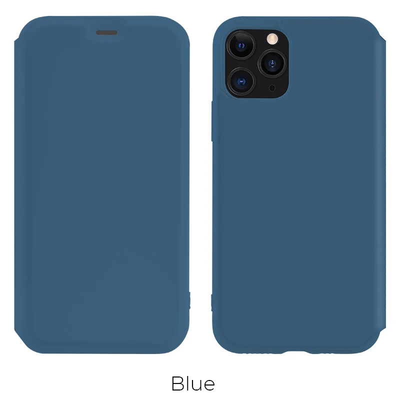 blue Жидкий силиконовый чехол HOCO для i phone 11 11 Pro Max, откидная крышка, стильный премиум класса, роскошный бизнес, полный защитный чехол - Цвет: blue