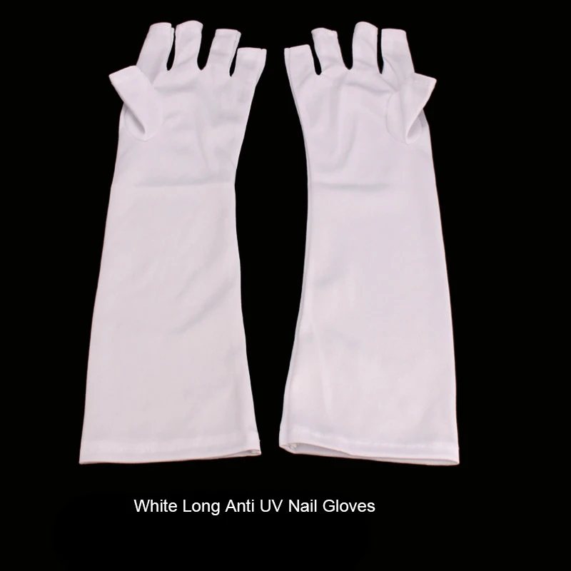 Long White 10 пар УФ-перчаток, ткань для дизайна ногтей, гель, анти УФ-перчатка, УФ-светодиодный светильник, лампа для сушки ногтей, защита от излучения, инструменты для ногтей - Цвет: Long White