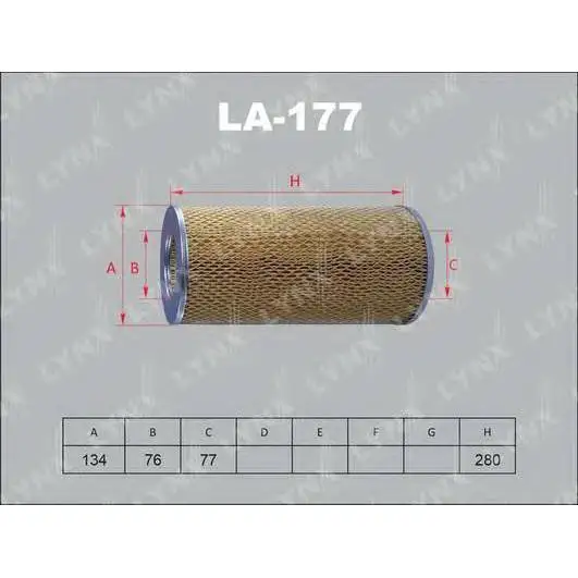 Фильтр воздушный TOYOTA Hiace 2.0-2.4D ]95 LYNXauto LA-177