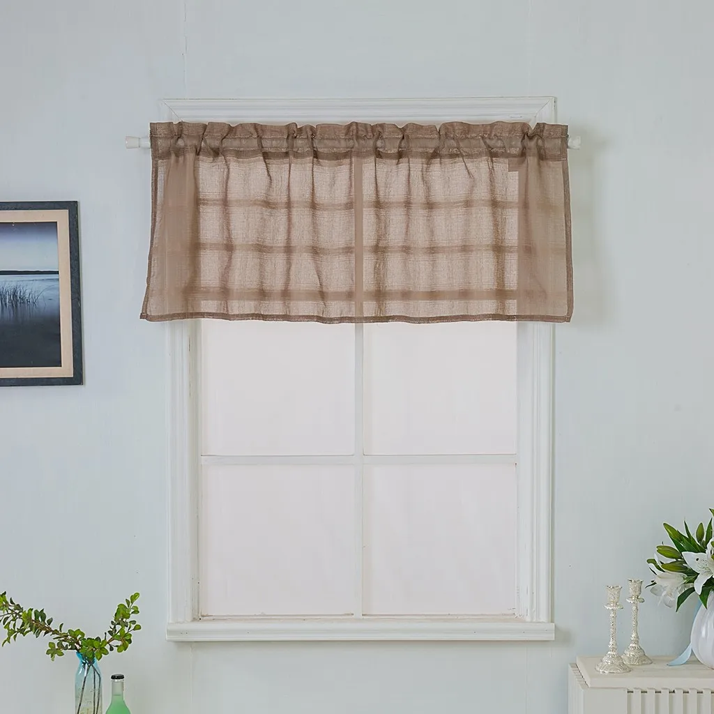 Valance шторы кружевные кухонные вафельные тканые текстурированные занавески для