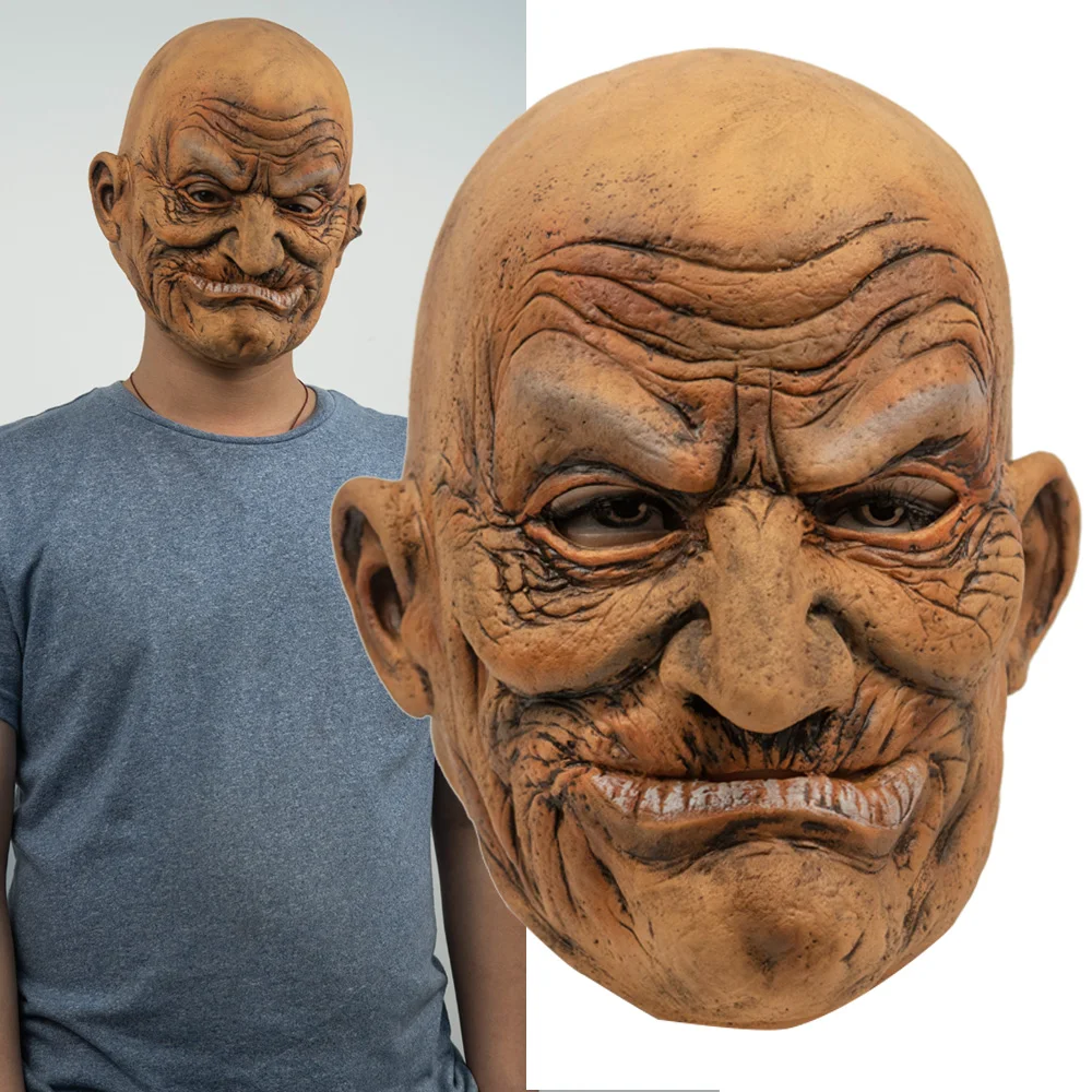 

Halloween Old Man Mask Cosplay Adult Funny Realistic Old People Grandfather bareheaded Latex Masks Helmet Party Costume Props