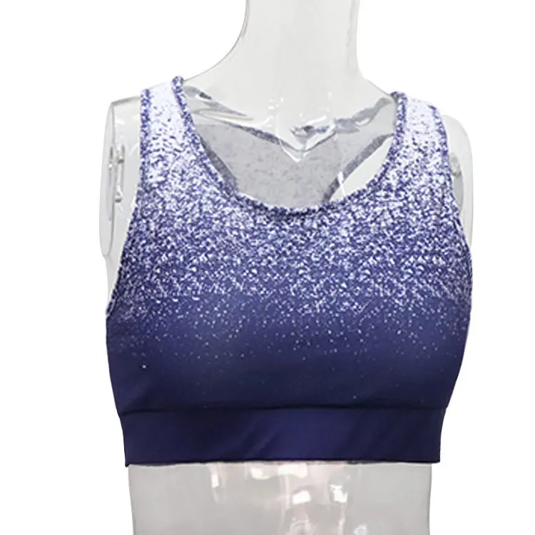 Градиент цвета Высокая талия женские Леггинсы для йоги спортивный бюстгальтер+ брюки набор эластичные Леггинсы Йога Тренировка в тренажерном зале трусы с пуш-апом - Цвет: blue top