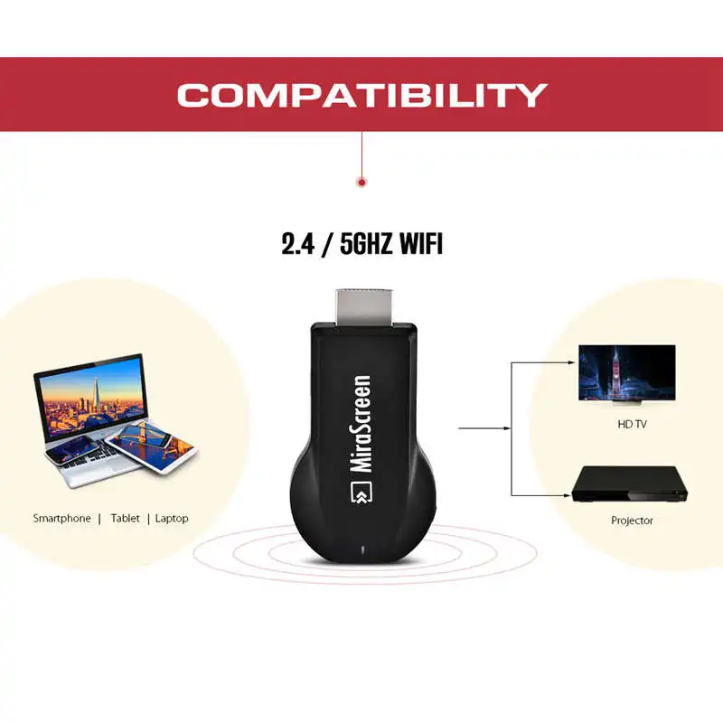 FFYY-Mirascreen Tv Stick 5G Dongle Беспроводной приемник Поддержка Hdmi Dongle 1080P Hd Miracast Airplay Dlna для Netflix Android Ios