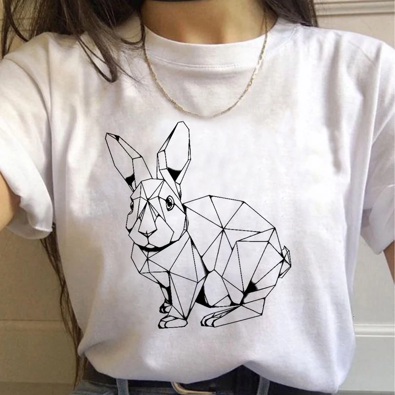 

Head geometry Print T shirt Women Fashion Tshirt O neck Short Sleeve Harajuku T shirt White Tops Female Tops