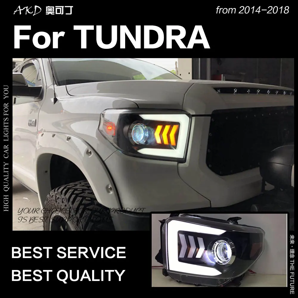 AKD автомобильный Стайлинг для Toyota Tundra фары- Mustang дизайн светодиодный фары DRL Биксеноновые линзы Головной фонарь аксессуары
