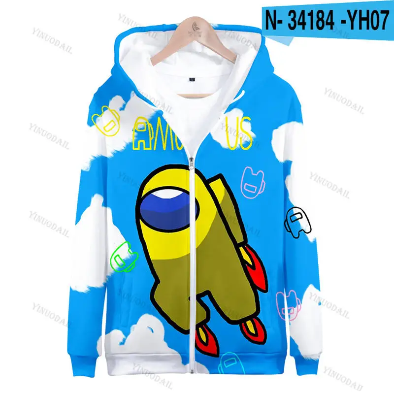 

Game Print Kids Boys Hooded Girls Long Sleeve Zipper Hoodie Children Among Us Ejector Clothing Baby Impostor Toddler Outerwear