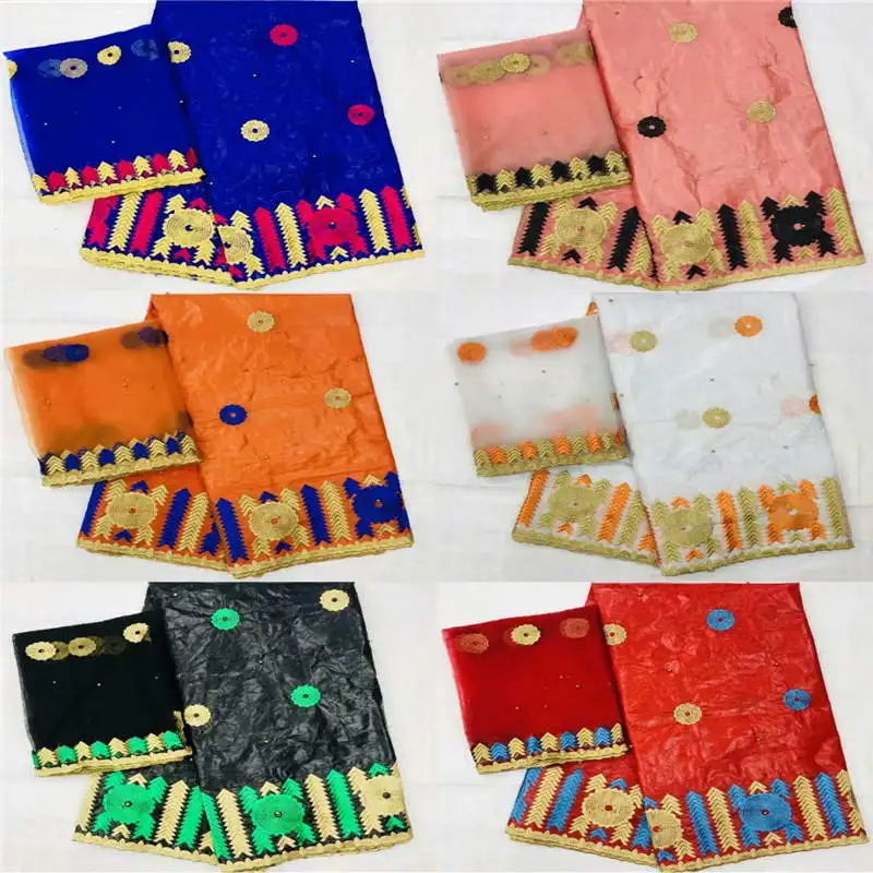 Высокое качество вышитый Базен Riche 5+ 2 ярдов тюль кружевной набор Африканский Базен ткань для женского платья! LYF991
