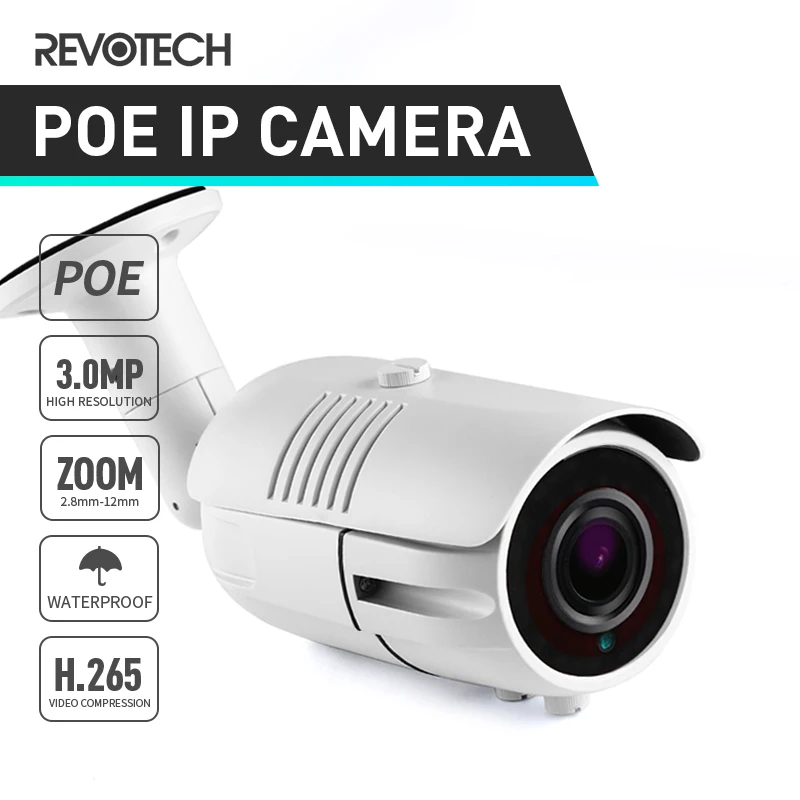 Водонепроницаемая IP камера POE H.265 с зумом 3 Мп 2 8 12 мм 42 ИК светодиода HD 1296P/1080P