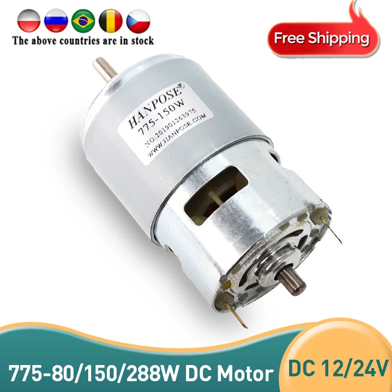 775 Dc Motor 80w 150w Brush Motor Spindle Motor Dc Motor 775 Lawn Mower  Motor With Two Ball Bearing Rated For Cnc Lawn Mower
