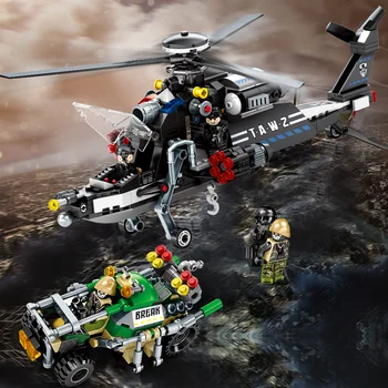 

502pcs Large SWAT Military Helicopter Armored Vehicle Building Blocks Police Chase Children's Creative Educational Toys