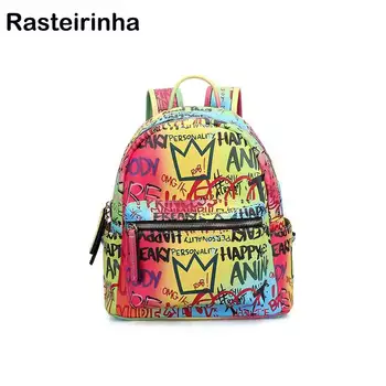 

Backpack Female 2020 Letter Graffiti Print Backpack Ladies Travel Backpack Purse for Women MultiFunction Luxury Mochila Feminina