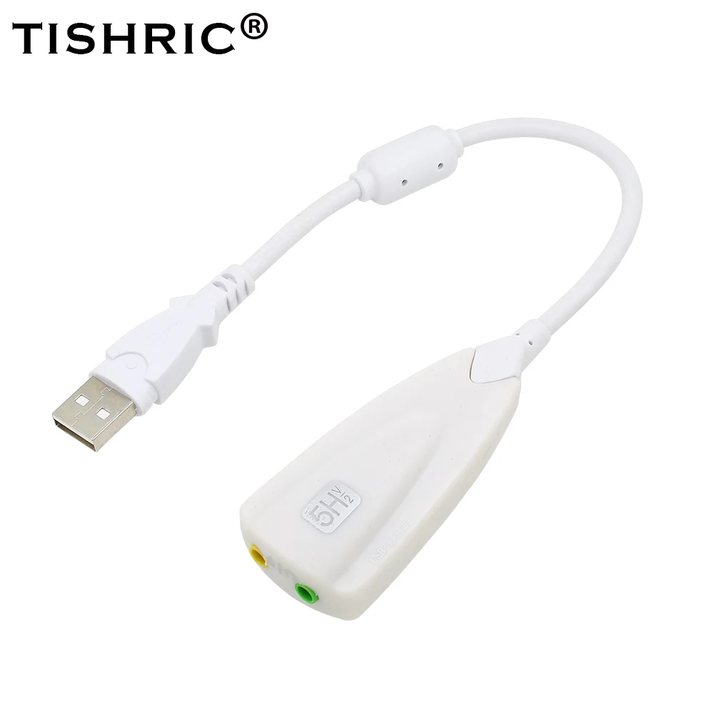 White TISHRIC антимагнитный Внешний USB звуковая карта 7,1 адаптер 5HV2 3D Аудио гарнитура микрофон 3,5 мм для ноутбука ПК Профессиональный - Цвет: White