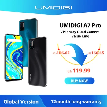 Перейти на Алиэкспресс и купить UMIDIGI A7 Pro Quad Camera Andriod 10 OS 6,3 дюймFHD + полный экран 64 Гб/128 ГБ ROM LPDDR4X Восьмиядерный процессор глобальная Версия Телефона
