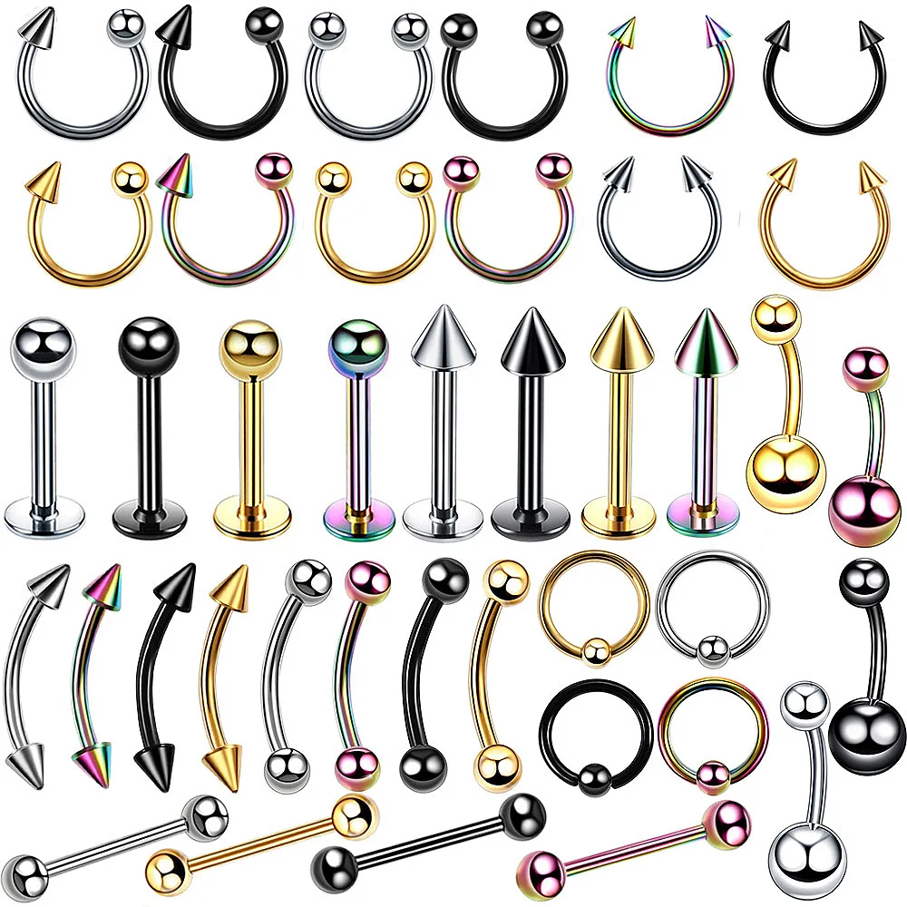 4Pcs/lot stainless steel ear piercings helix piercings eyebrow lip labret rings earring tragus barbell body jewelry piercing jewelry body jewelry