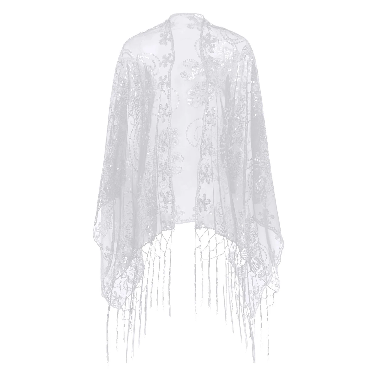 Женская элегантная шаль 160x60 см, винтажный Блестящий шарф 1920 s, свадебная накидка с блестками, вечерние платья с бахромой, шаль, накидка