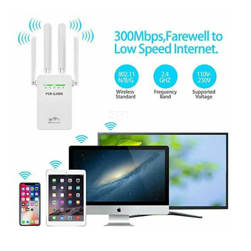 

300Mbps Wireless WiFi Repeater Router Range Extender Booster WIFI Signal Amplifier With 4 Antenna
