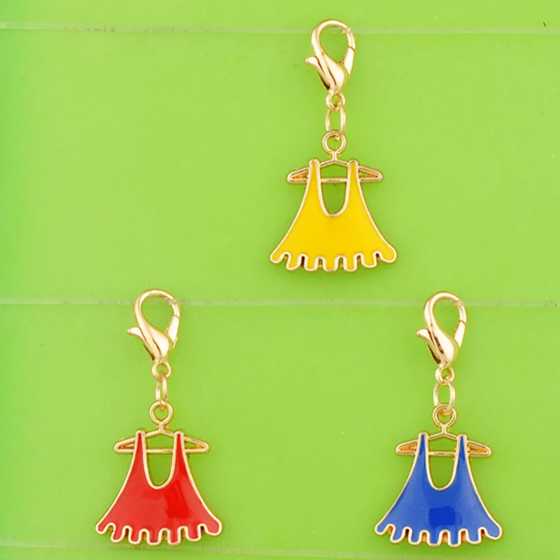 DIY Металлические болтающиеся эмалированные цветные юбки подвески в форме платья