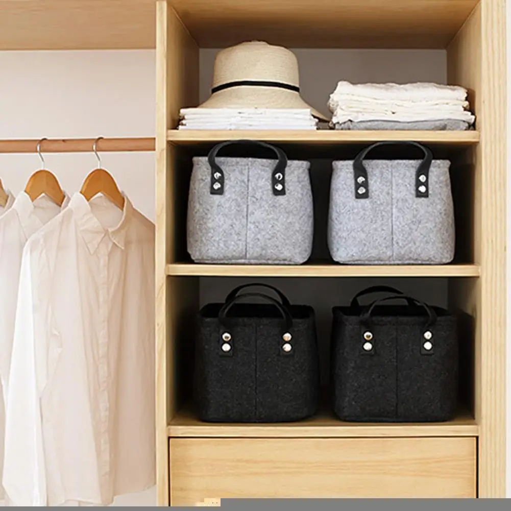 Foldable Laundry Basket Felt Toy Book Storage Basket Dirty Clothes Toys Holder Container Desktop Living Room Bathroom Organizer