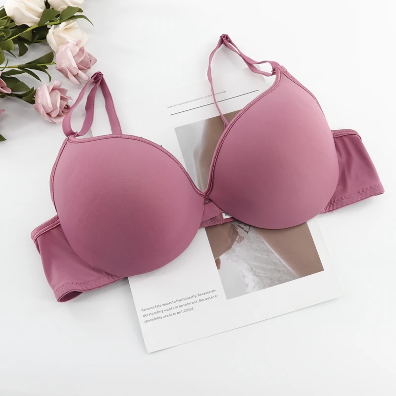 Beauwear, базовая красота, бюстгальтер-майка на косточках, гладкий, пуш-ап, бесшовный бюстгальтер, комфортное нижнее белье размера плюс, bh 46B 44B 42B 40B - Цвет: Purple