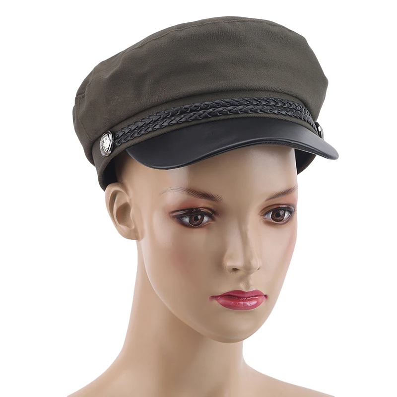 Модный женский берет, кожаная военная шляпа, моряк, черная Серая шапка s, шапка для женщин и мужчин, для путешествий, кадетские головные уборы Кепка Капитана, береты