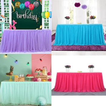 

183 x77 cm Wedding Party Tutu Tulle Table Skirt Cover Tableware Cloth Baby Shower Party Home Decor Table Skirting Birthday Party
