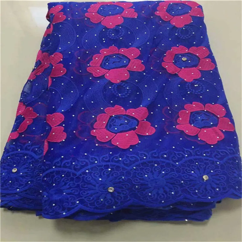 2019 Latest African Lace Fabric High Quality Royal Blue French Net Embroidery Tulle For Nigerian Wedding Party Dress | Дом и сад