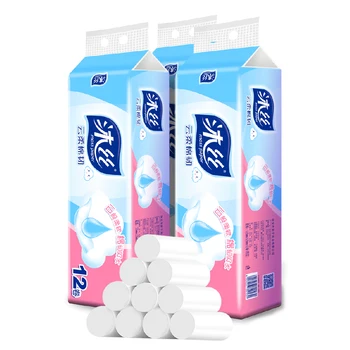 

12 Rolls Toilet Paper Soft Thickening Tissues 4-layer Virgin Wood Pulp Bathroom Kitchen Accessories for Home Use Parper