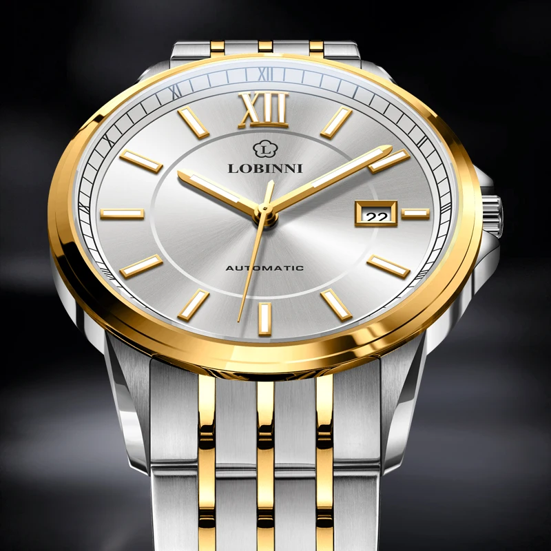 

LOBINNI Automatic Men Wristwatch With Calendar Waterproof Mens Business Mechanical Watches Top Brand Luxury Wristwatches 9003