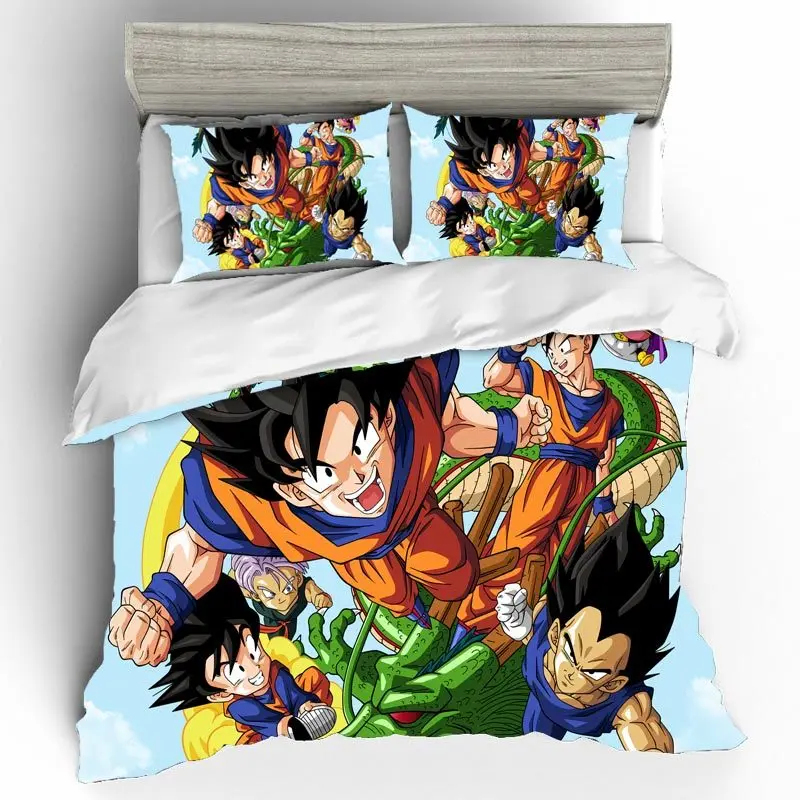 Домашний текстиль, Комплект постельного белья, 3D King size, Dragon Ball, Комплект постельного белья, хлопок, постельное белье, роскошные Edredones Y Conjuntos De Ropa De Cama