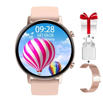 

Smart Watch DT96+Strap+Earphone Smartwatch Women Resolution 360*360 Blood Pressure Oxygen Waterproof Fitness Tracker VS DT88 SG2