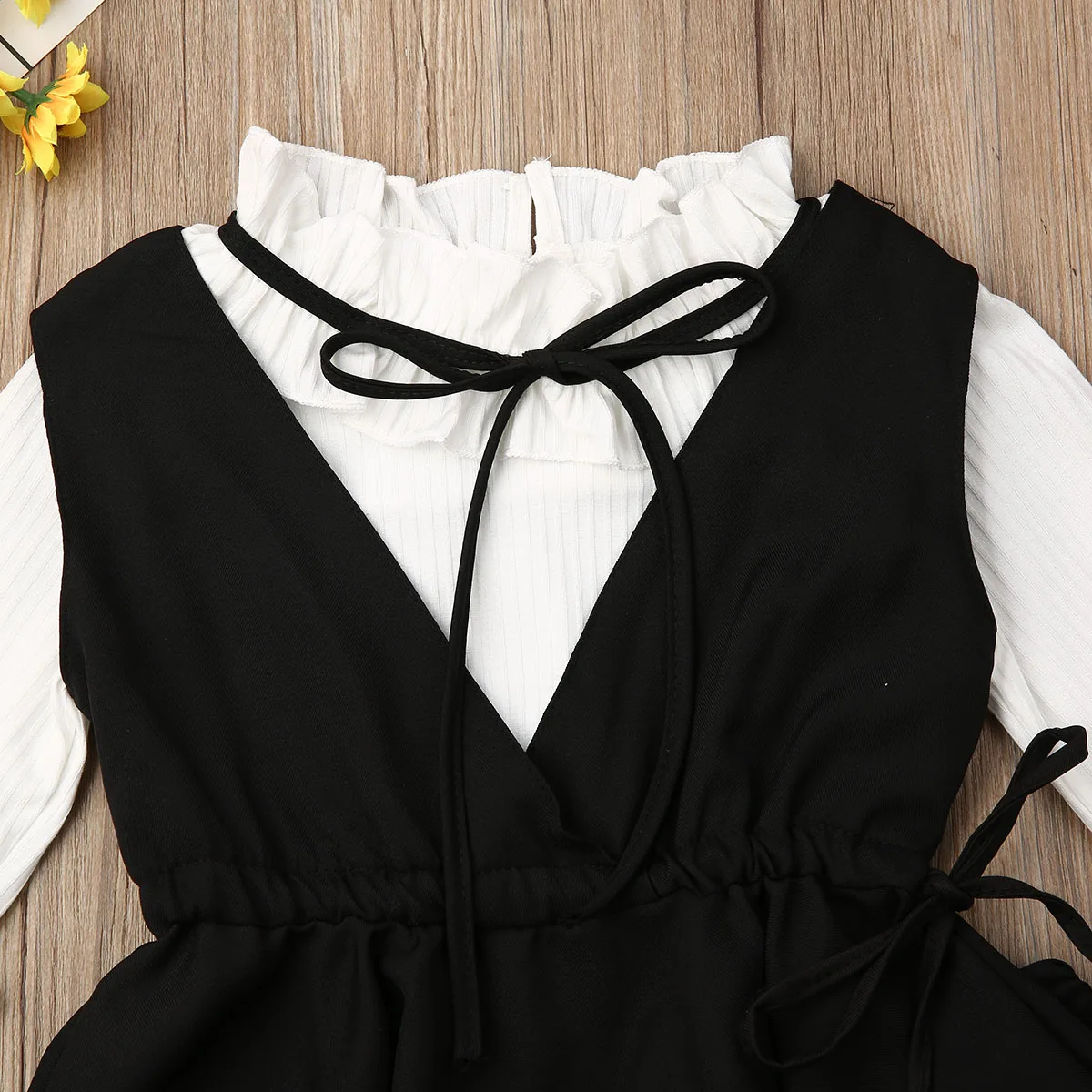 Pudcoco Toddler Baby Girl Clothes Solid Color Flare Long Sleeve Tops Sleeveless Ruffle Vest Long Pants 3Pcs Outfits Clothes