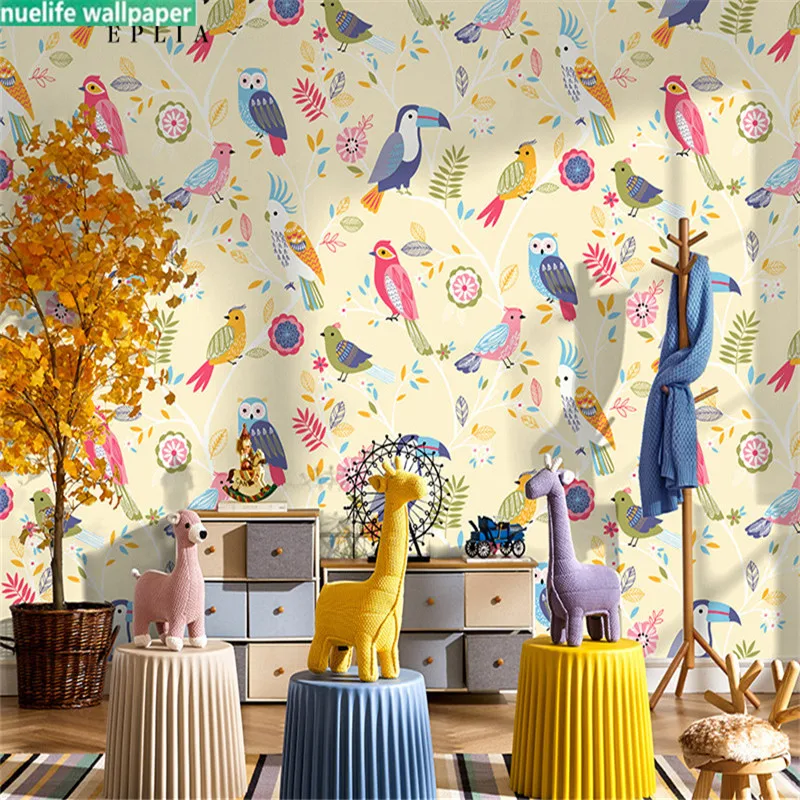 Children S Room Wallpaper Boy Girl Cartoon Bedroom Flower