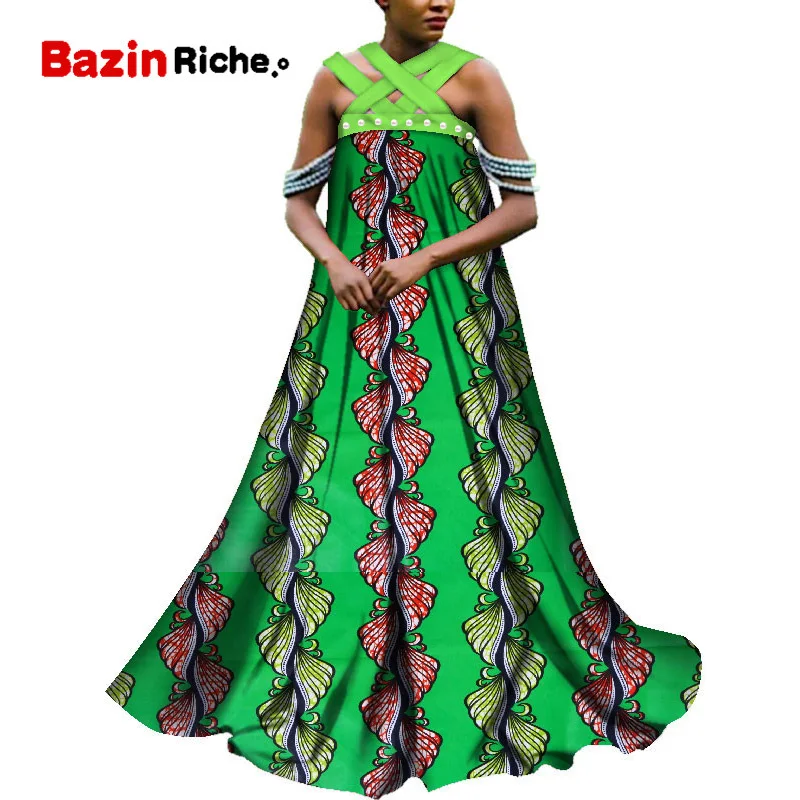 Африканские платья для женщин, модные Дашики, женские Bazin Riche, Длинные вечерние платья с принтом, традиционная одежда больших размеров, WY3651 - Цвет: 13