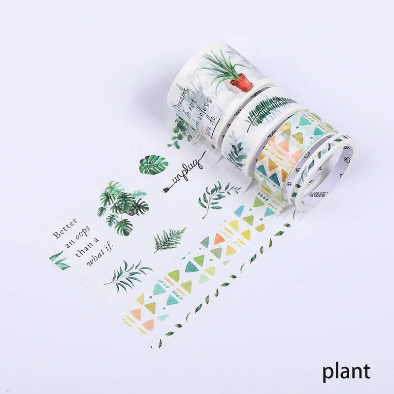 plant 4 рулона японские канцелярские товары Живопись Стиль Васи клейкие ленты маскировки декоративные ленты стикеры s многофункциональный DIY Скрапбукинг стикер - Цвет: plant